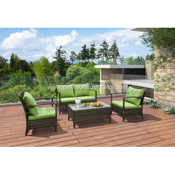 4pcs aluminum PE rattan and waterproof sofa set